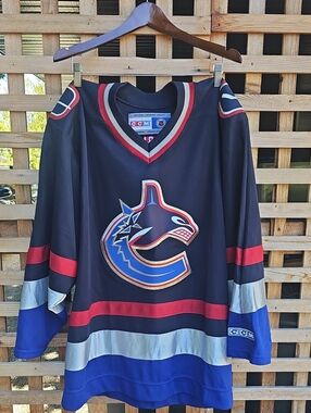 CCM Navy Blue  #44 Vancouver Canucks Hockey Jersey